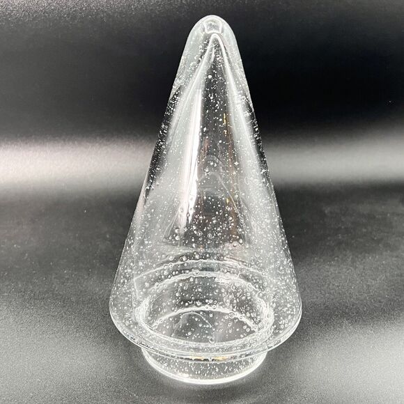 Small 8.5" Seeded Glass Christmas Pine Tree Cloche Heavy Winter Forest Terrarium - Picture 4 of 4